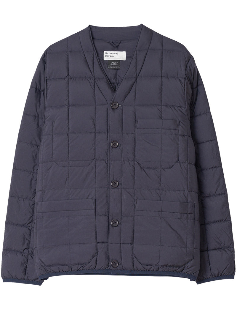 Universal Works Down Cardigan Nylon Soft Shell Navy