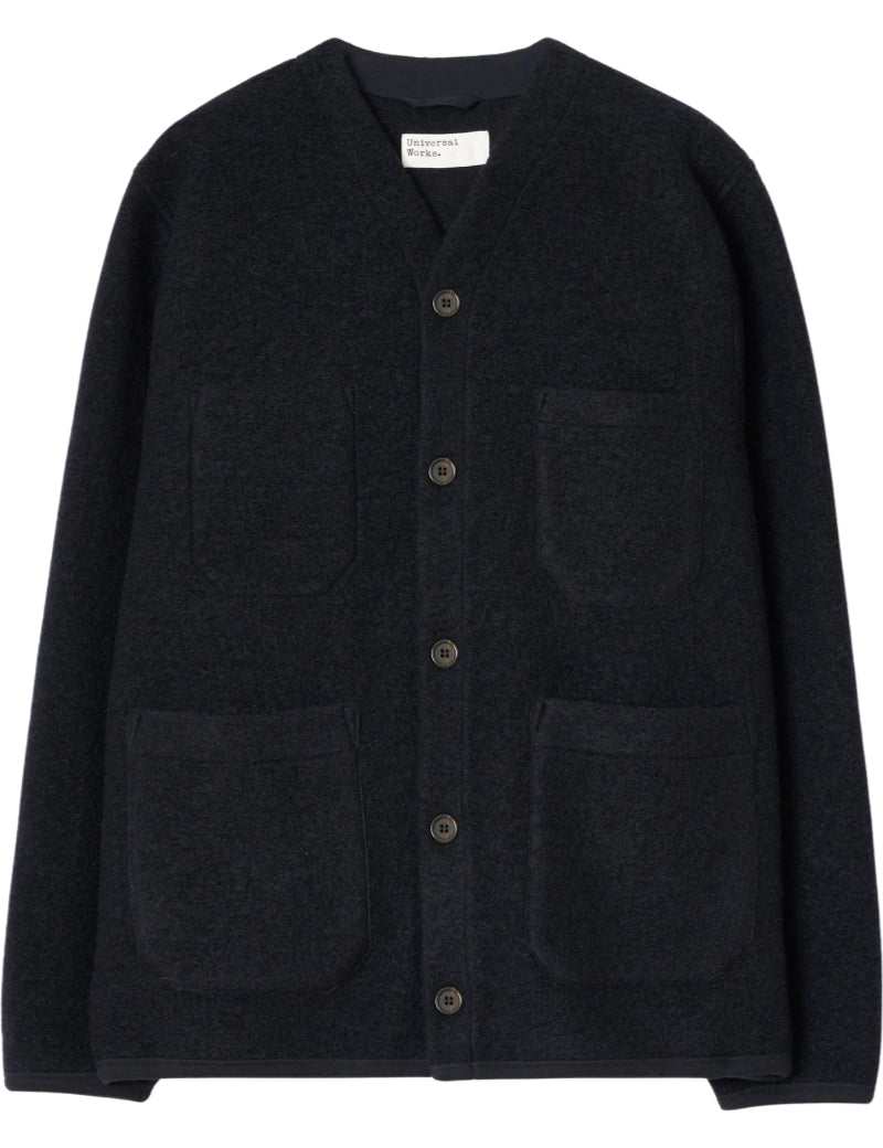 Universal Works Cardigan Wool Fleece Navy