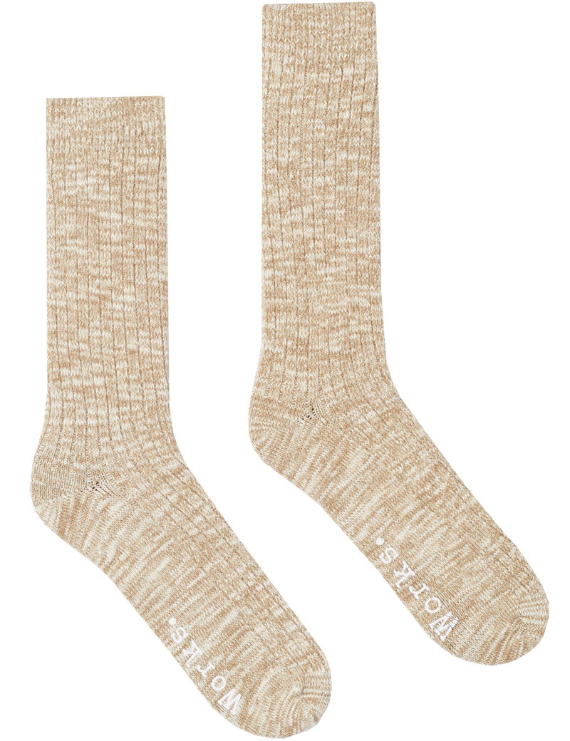 Universal Works Slub Sock Dark Sand Knit Main