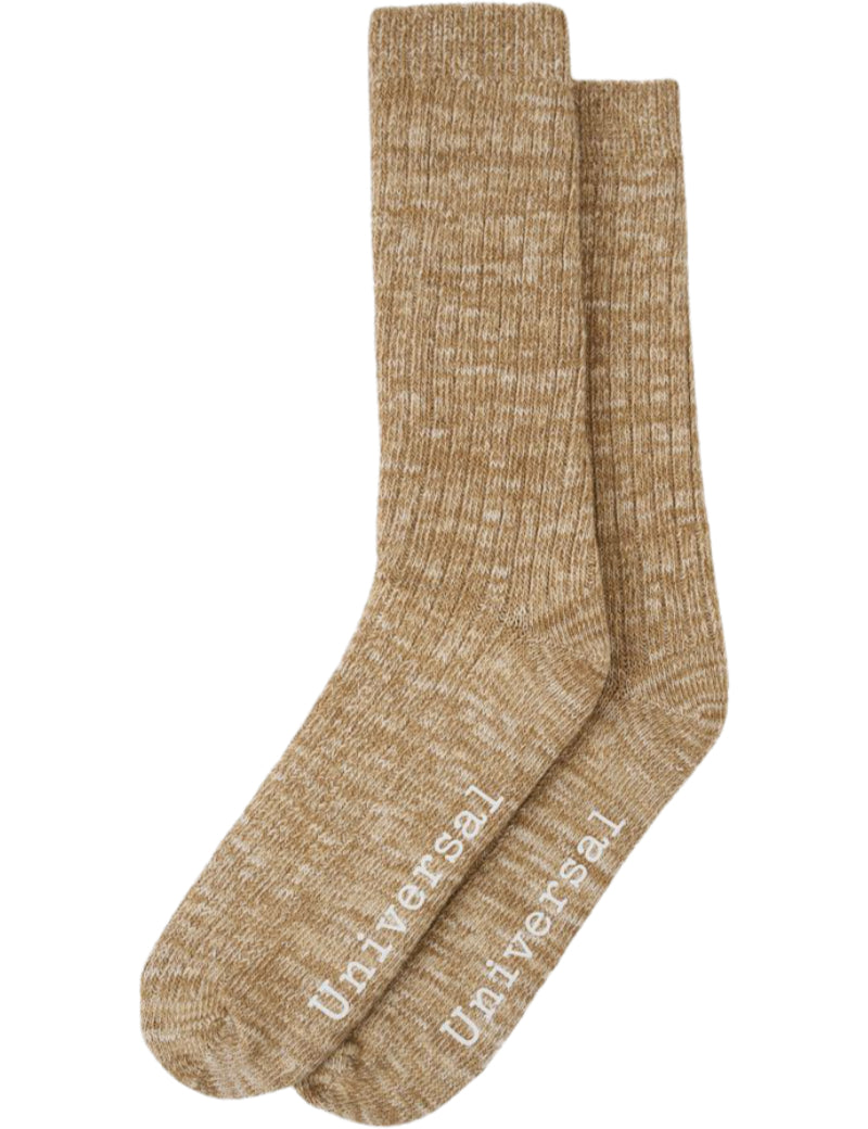 Universal Works Slub Socks Dark Sand Knit