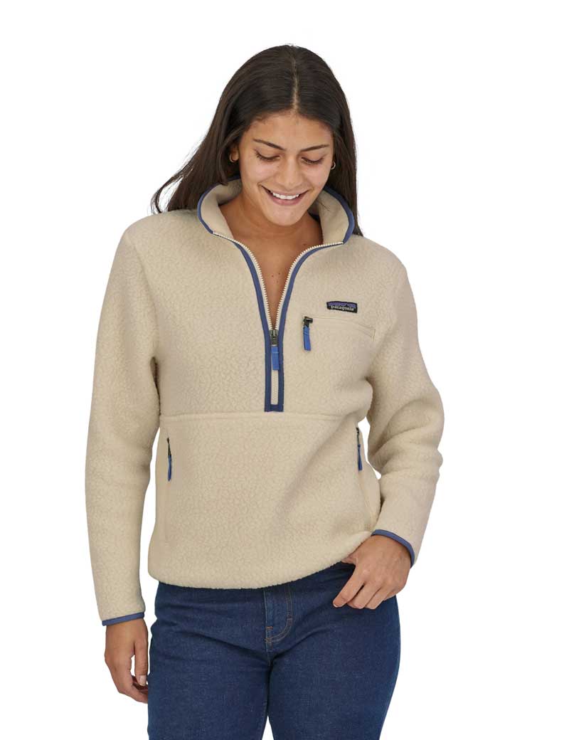 Patagonia W's Retro Pile Fleece Marsupial Pullover Natural On Model Front