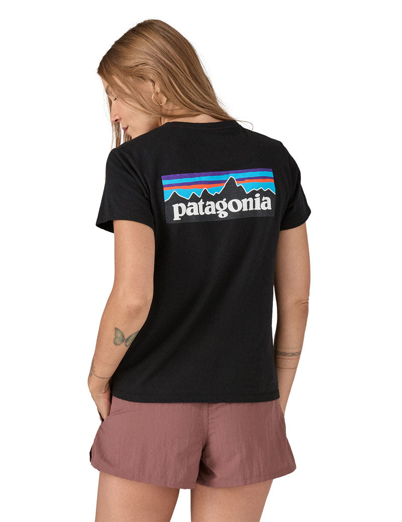 Patagonia W's P-6 Logo Responsibili-Tee T-Shirt Black On Model Back
