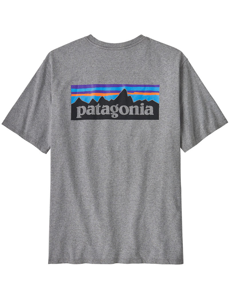 Patagonia Men's P-6 Logo Responsibili-Tee T-Shirt Gravel Heather Back View