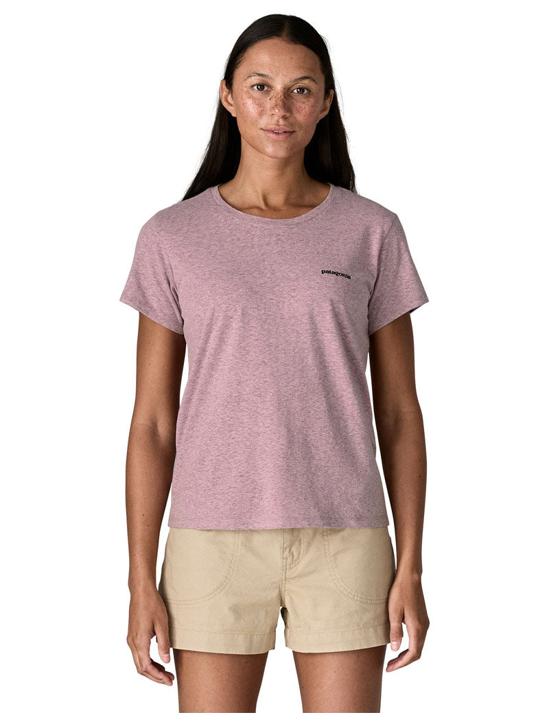 Patagonia W's P-6 Logo Responsibili-Tee T-Shirt Quiet Violet On Model Front