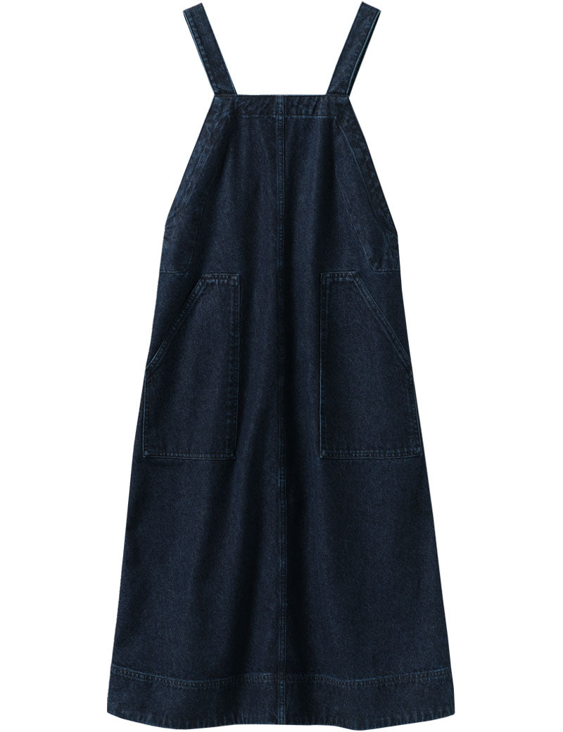 Toast Patch Pocket Denim Dungaree Dress Indigo