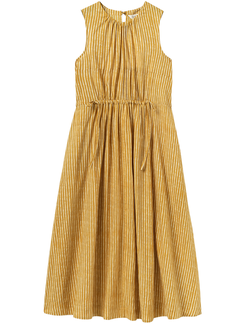 Toast Martha Natural Dye Stripe Cotton Dress Turmeric