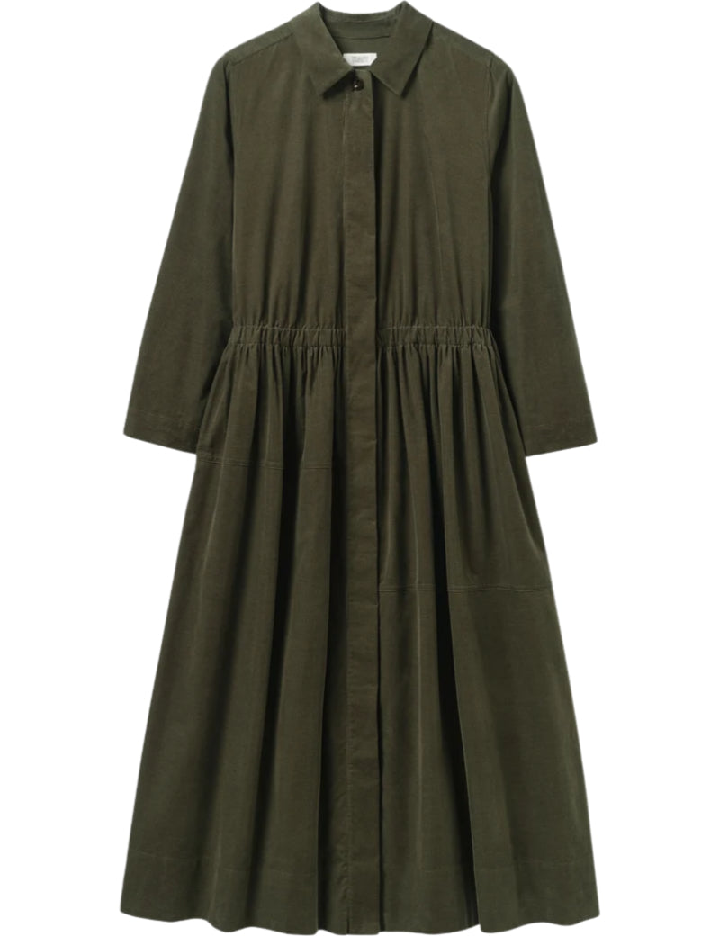 Toast Cotton Needlecord Shirt Dress Seaweed