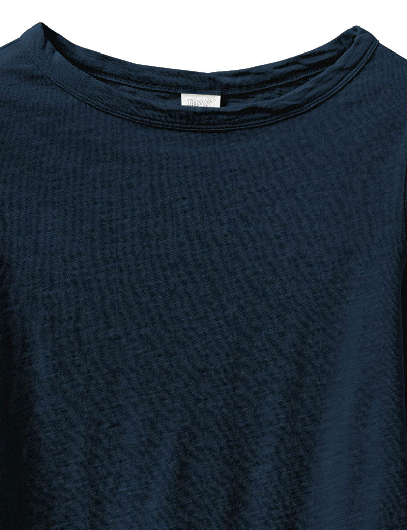 TOAST Lia Garment Dyed Boat Neck Tee Dark Navy Collar Detail