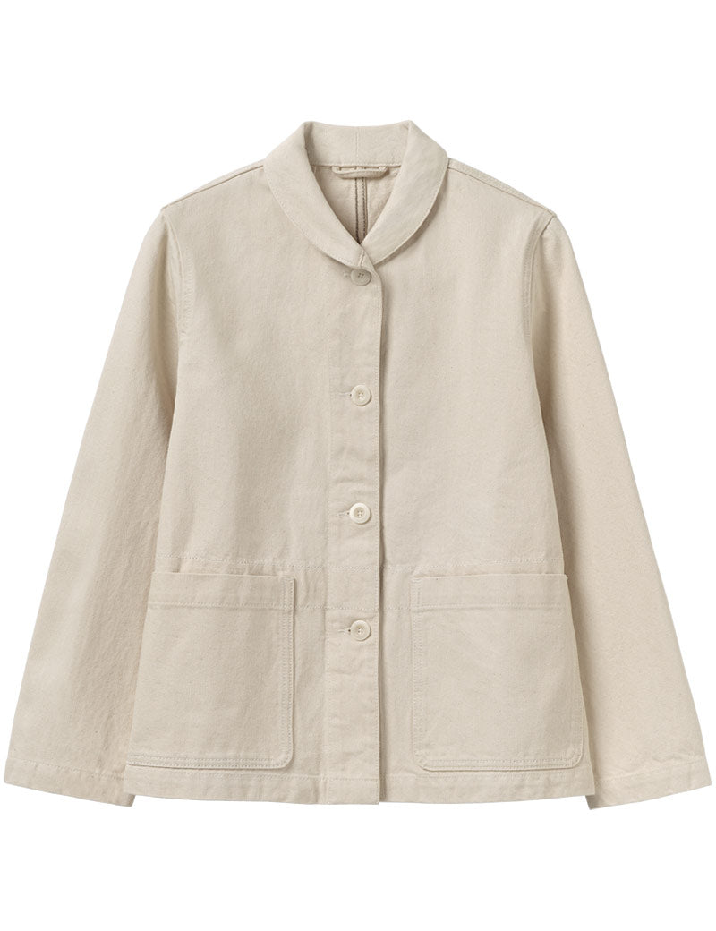 Toast Hal Ecru Denim Work Wear Jacket Ecru Front