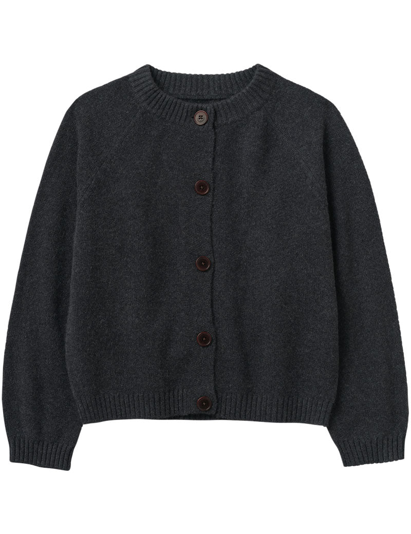 Toast Eden Wool Cashmere Raglan Cardigan Charcoal