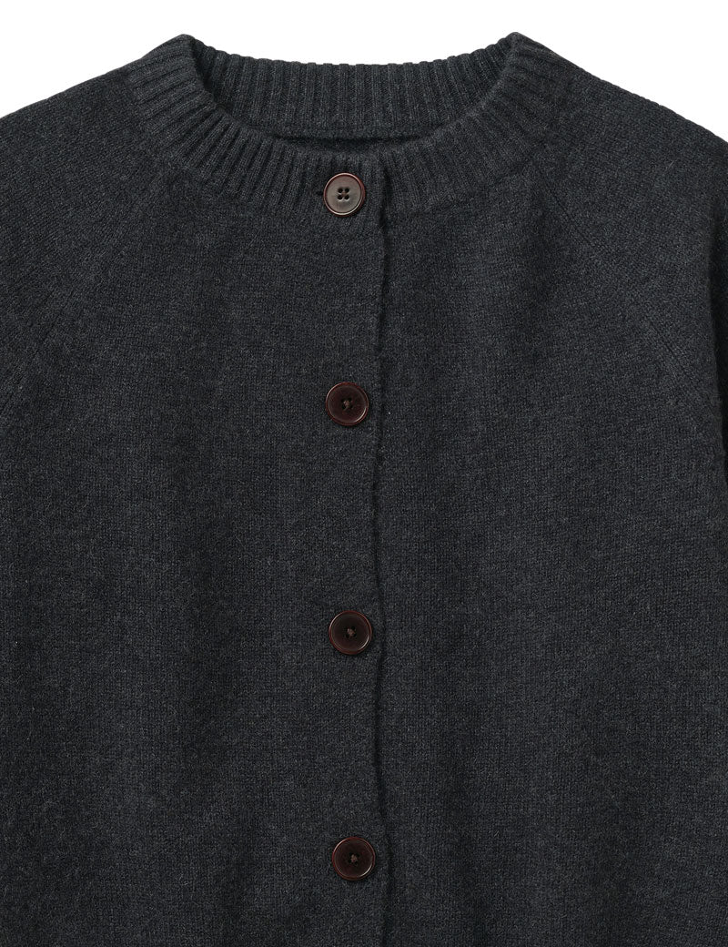 Toast Eden Wool Cashmere Raglan Cardigan Charcoal