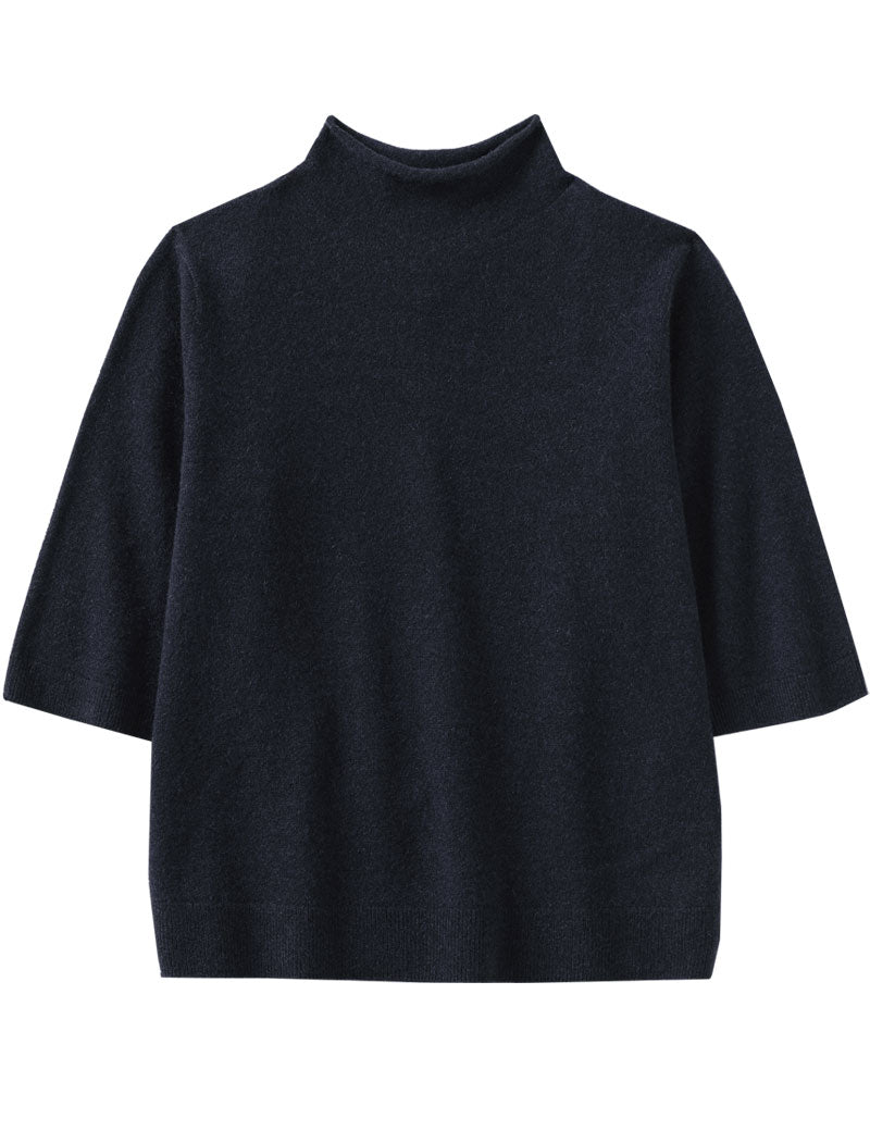 TOAST Fine Wool Cashmere Half Sleeve Sweater Darkest Navy