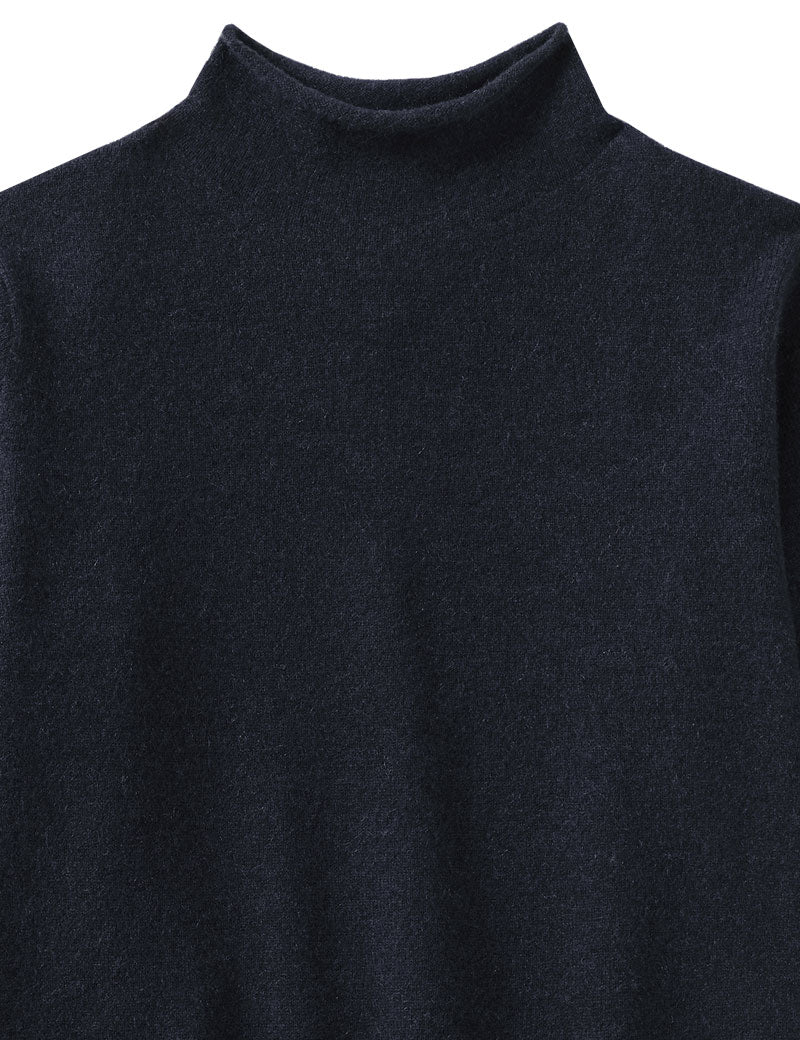 TOAST Fine Wool Cashmere Half Sleeve Sweater Darkest Navy