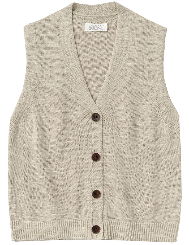 Toast Fine Linen Cotton Knitted Tank Parchment