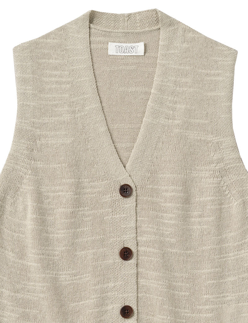 Toast Fine Linen Cotton Knitted Tank Parchment
