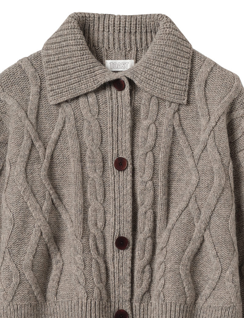 Toast Collared Cable Cardigan Stone