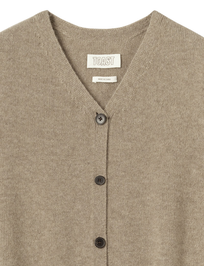 Toast Wool Cashmere V Neck Tank Stone Melange V neck collar detail