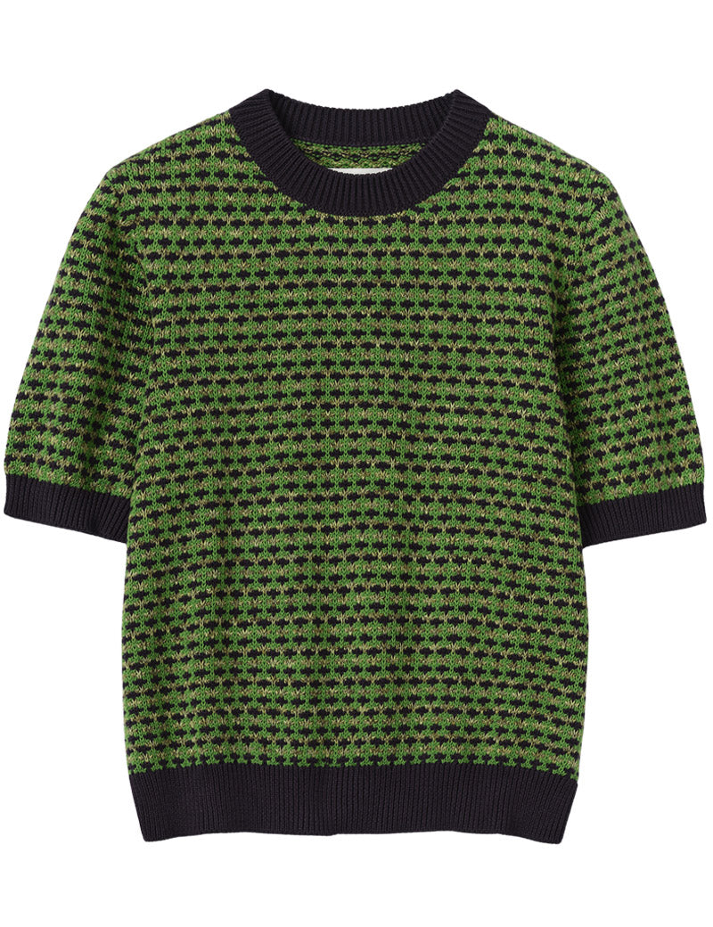 Toast Jacquard Knitted Cotton Top Green Multi