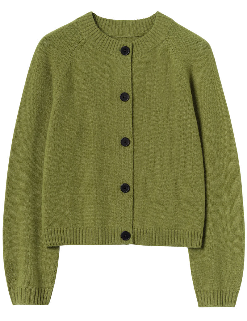 Toast Eden Wool Cashmere Raglan Cardigan Soft Green Front