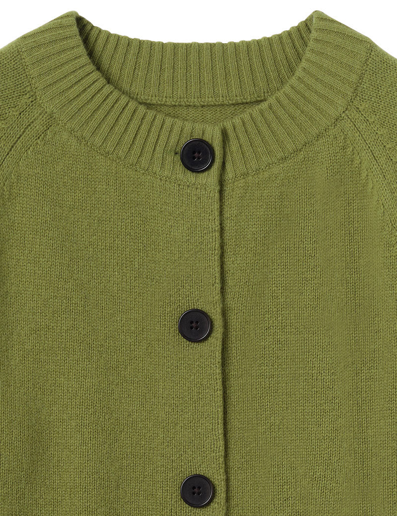 Toast Eden Wool Cashmere Raglan Cardigan Soft Green Collar Detail
