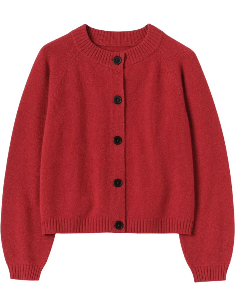 Toast Eden Wool Cashmere Raglan Cardigan Cardinal red