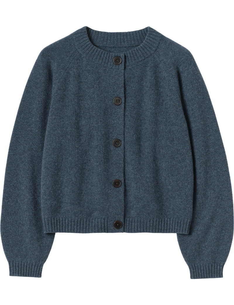 Toast Eden Wool Cashmere Raglan Cardigan Stormy Blue