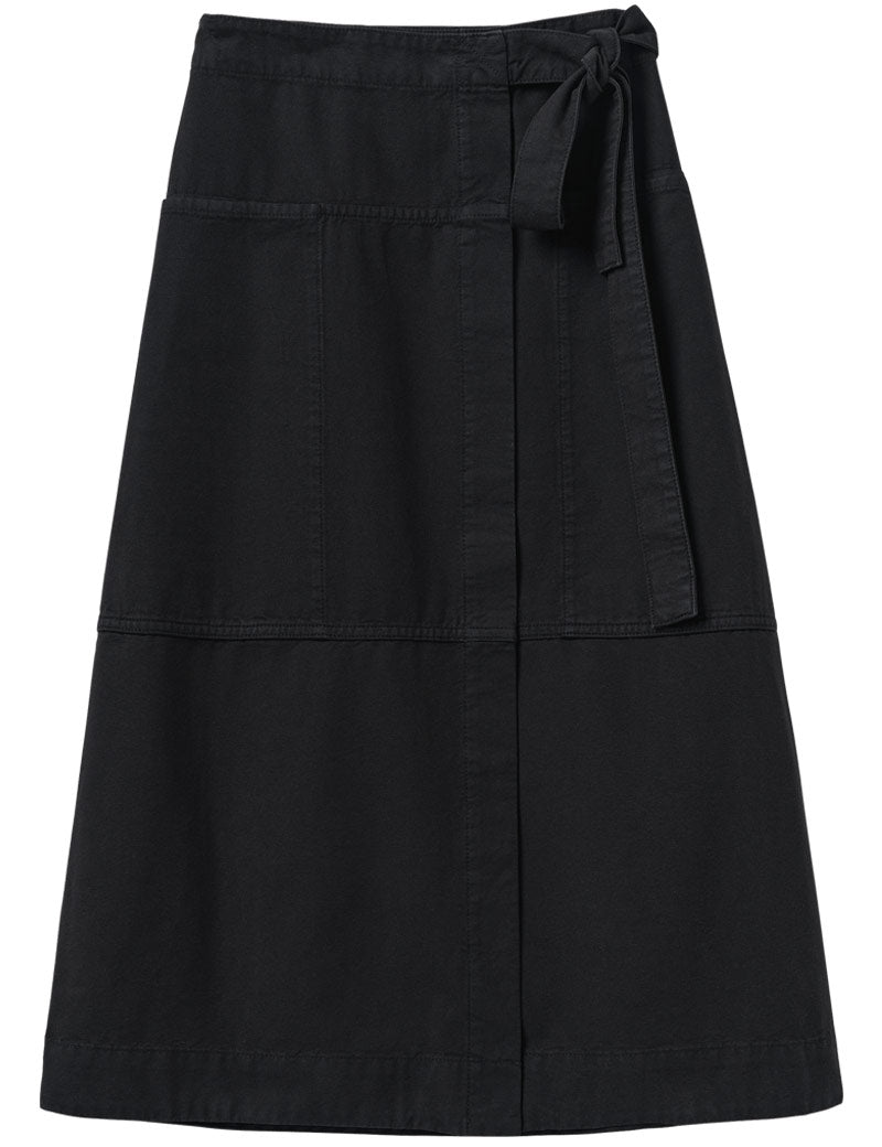 Toast Apron Wrap Cotton Canvas Skirt Slate Front