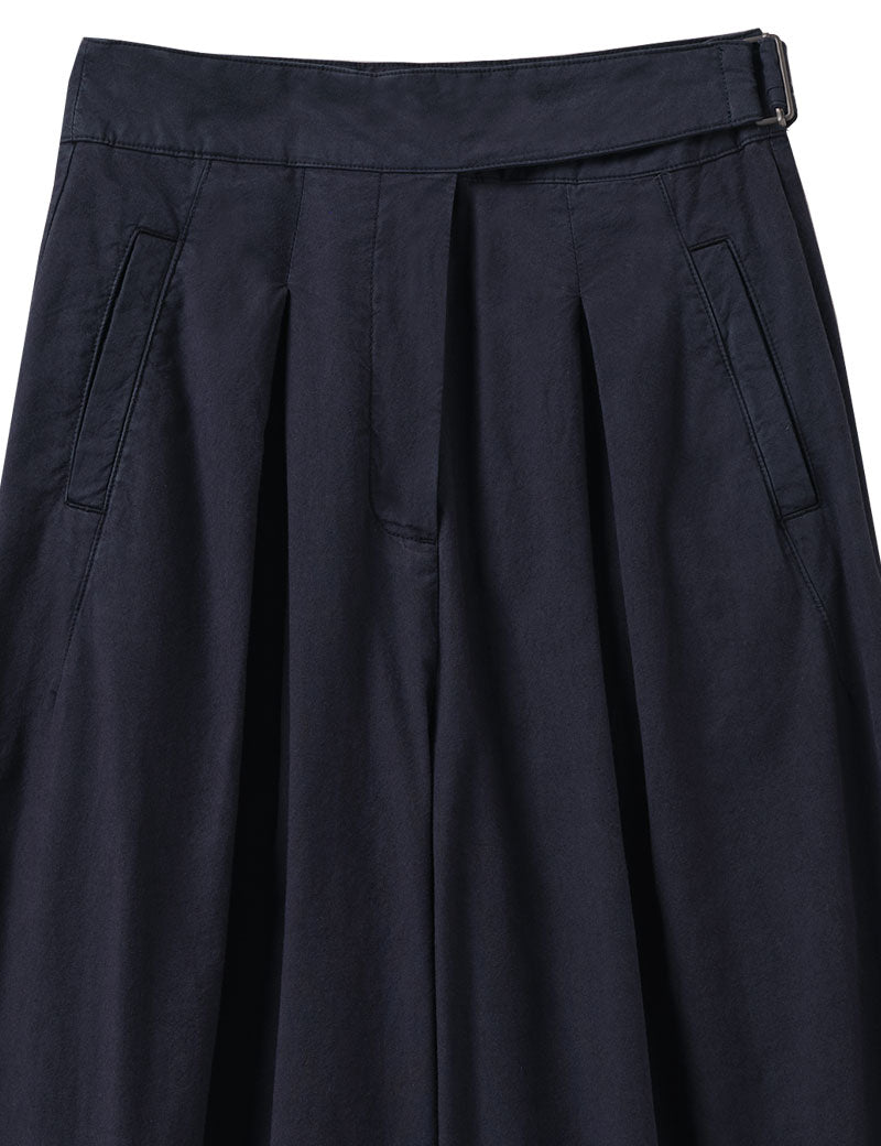 Toast Belted Cotton Linen Poplin Wide Leg Trouser Raven Blue