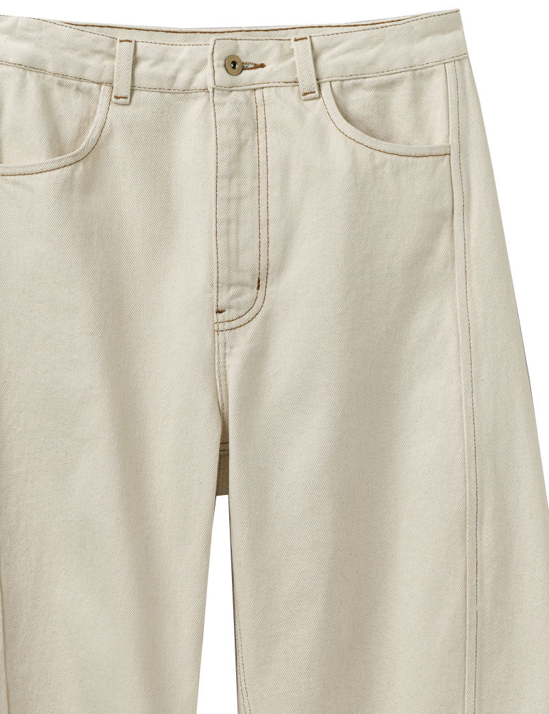 Toast Twisted Seam Denim Trousers Ecru
