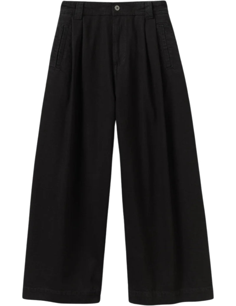 Toast Denim Pleat Front Trousers Carbon Black