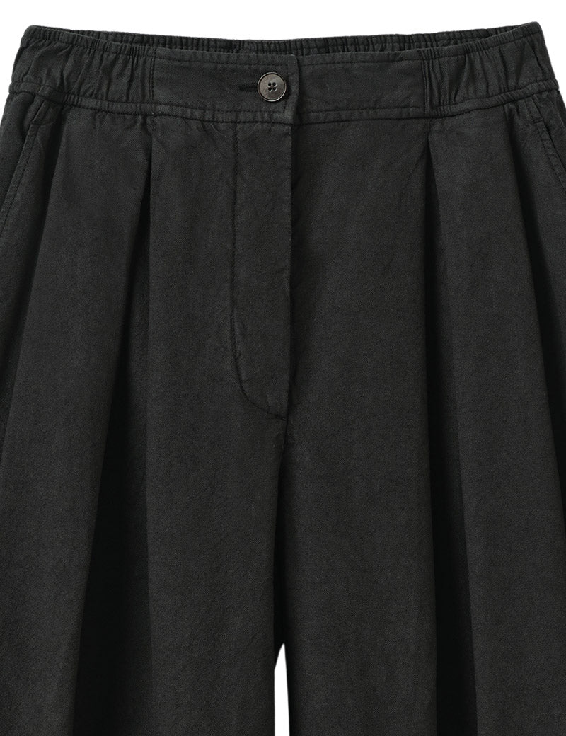 Toast Carys Cotton Linen Canvas Wide Leg Trousers Soft Black Waistband Detail
