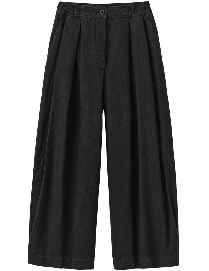 Toast Carys Cotton Linen Canvas Wide Leg Trousers Soft Black