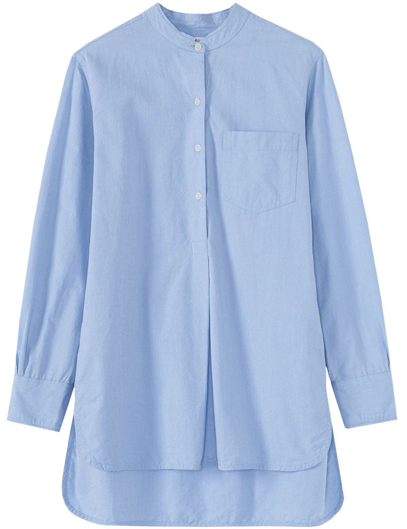 Toast Taro Cotton Oxford Long Shirt Chambray Front