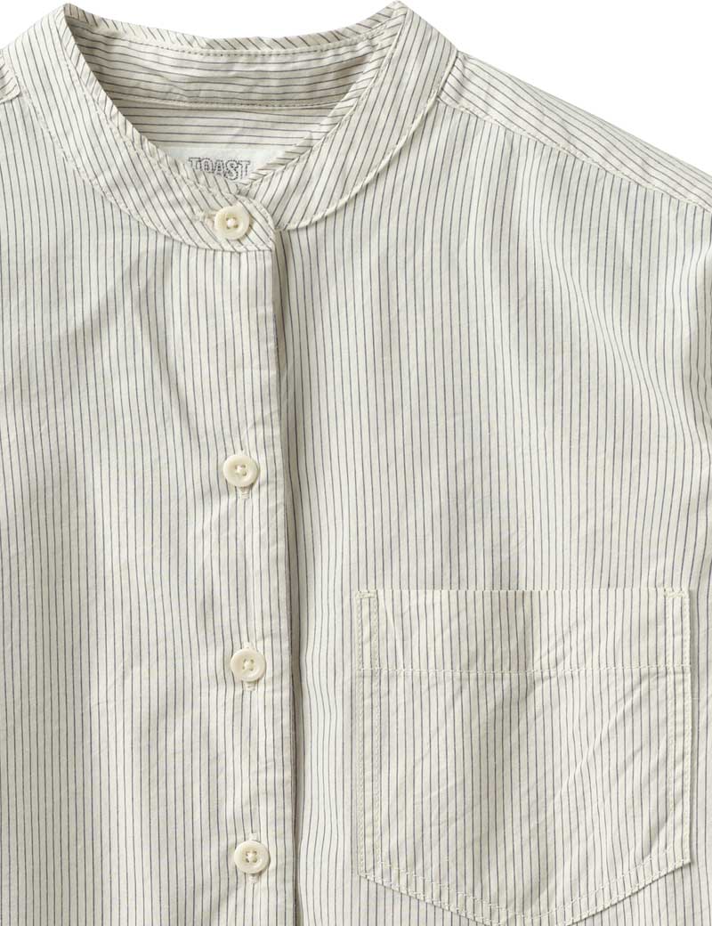 Toast Taro Stripe Organic Cotton Poplin Shirt Sunwashed Blue