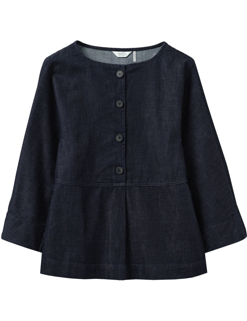 Toast Half Placket Cotton Denim Smock Indigo