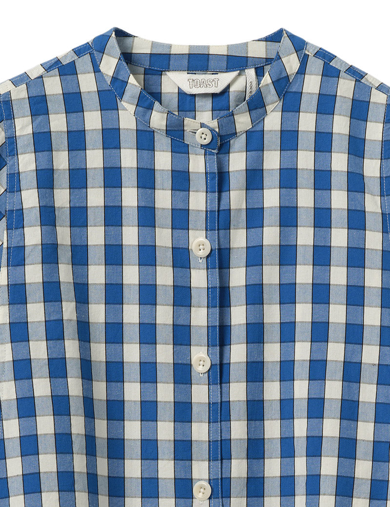 Toast Alfresco Gingham Cotton Shirt Pacific Blue Collar Detail
