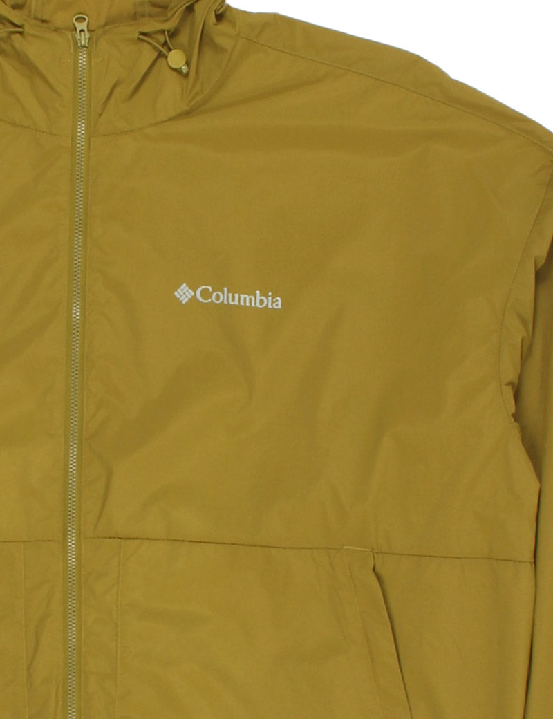 Columbia Street Heights Hooded Windbreaker Mossy Green Logo Detail