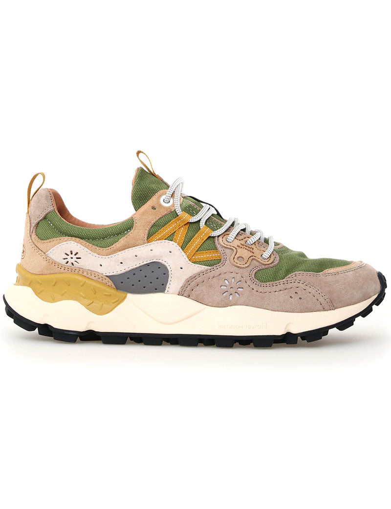 Flower Mountain Yamano 3 Trainers Suede Canvas Light Brown Militare