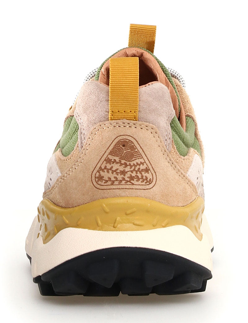 Flower Mountain Yamano 3 Trainers Suede Canvas Light Brown Militare