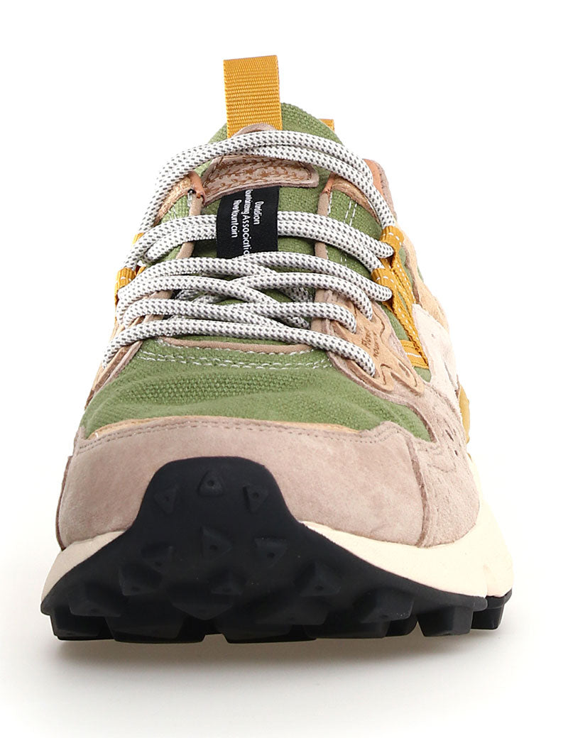 Flower Mountain Yamano 3 Trainers Suede Canvas Light Brown Militare