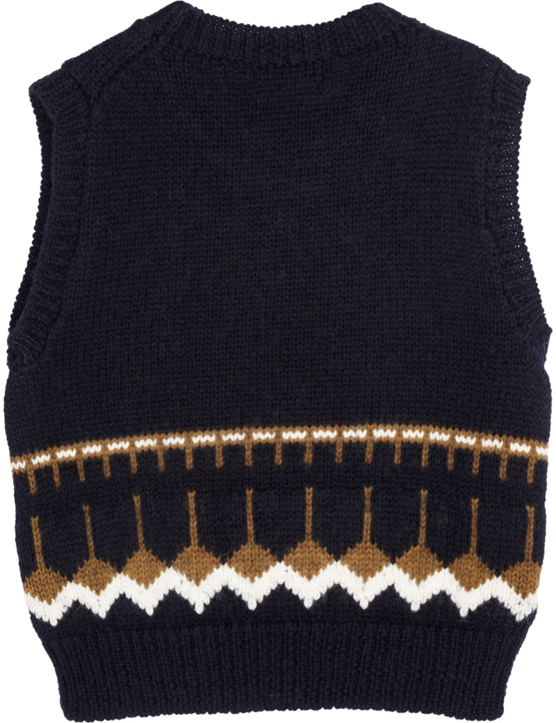 YMC Coda Knit Vest Navy, Multi Back