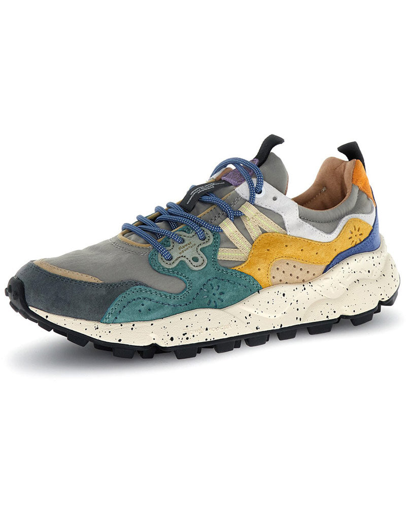 Flower Mountain Yamano 3 men's trainers grey, petrol and zucca - Angled View