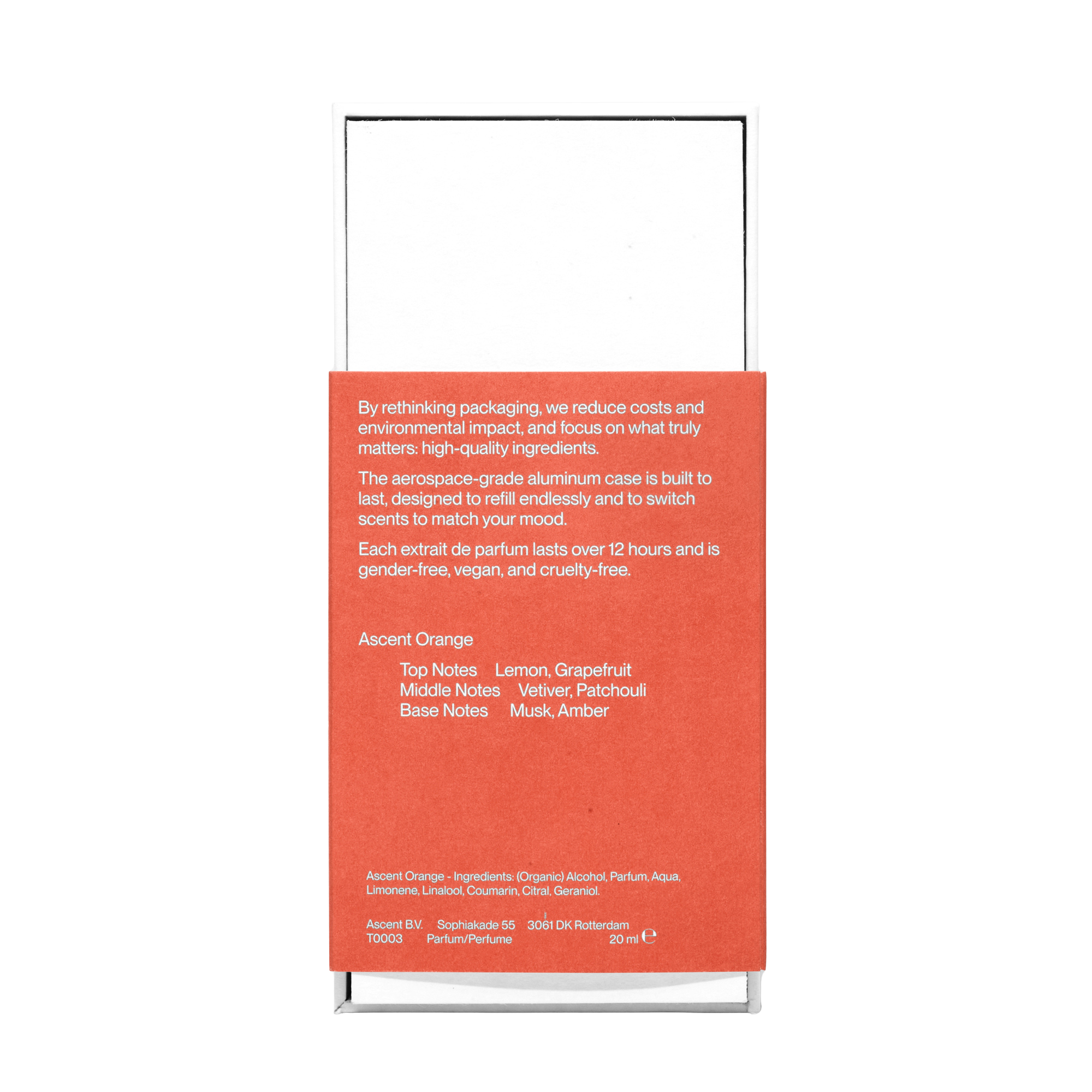 Ascent Orange Parfum Refill Spray Back of box