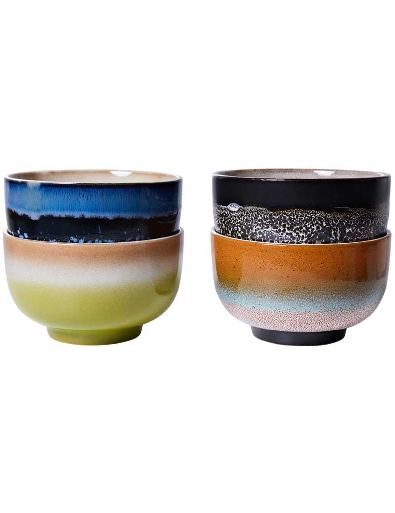 HK Living 70s Ceramics Noodle Bowls Groovy Set Of 4