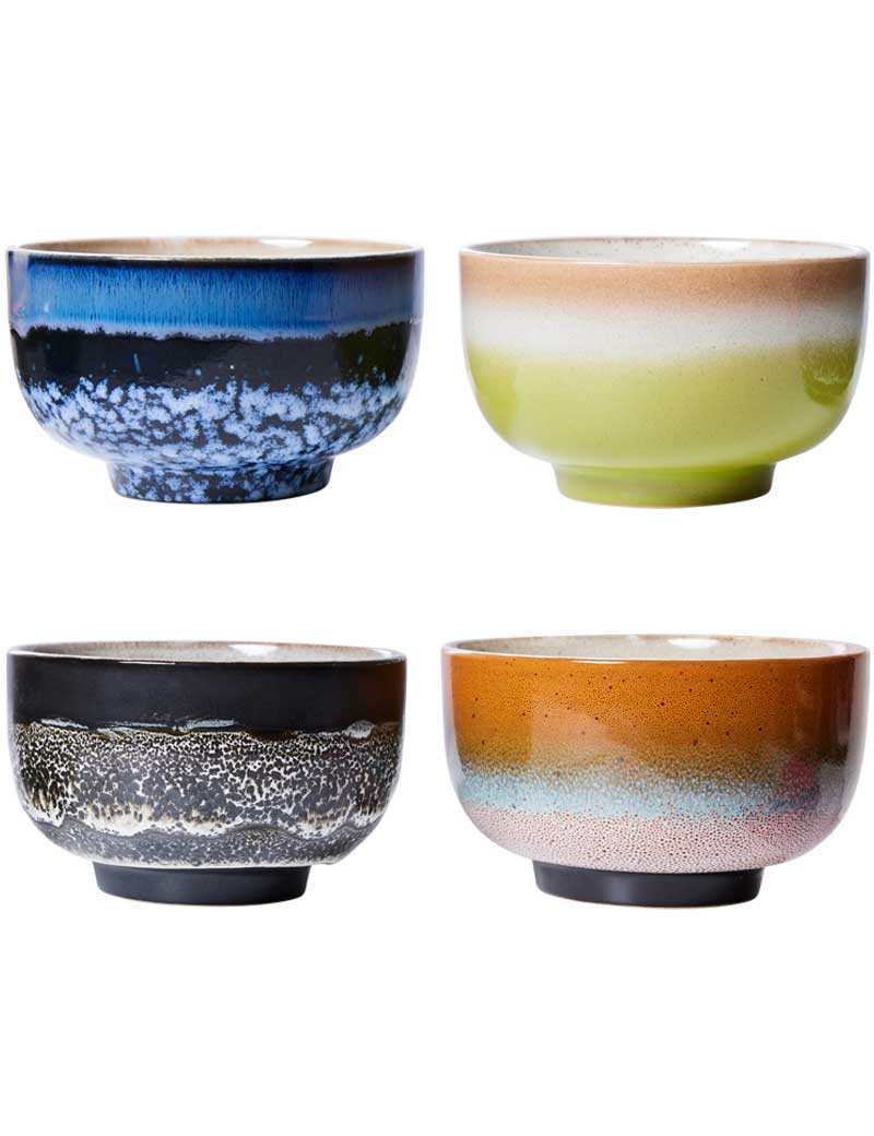 HK Living 70s Ceramics Noodle Bowls Groovy Set Of 4