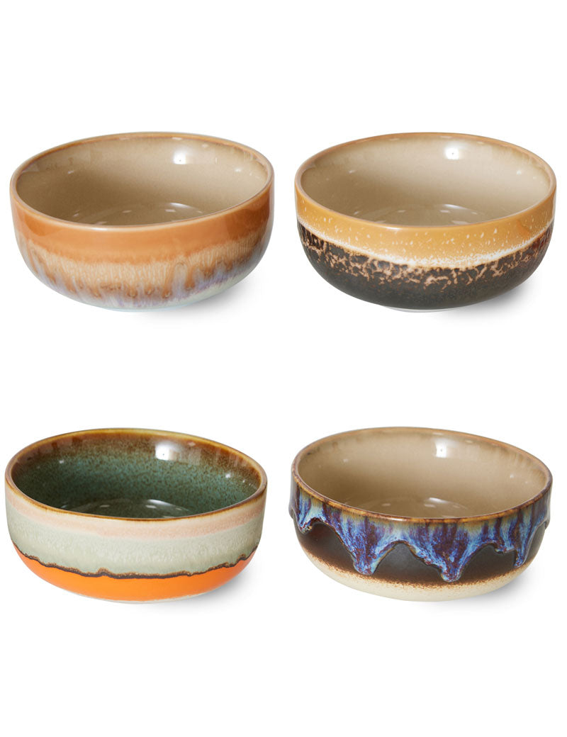 HKliving 70s Ceramics Tapas Bowls Crystal Set Of 4