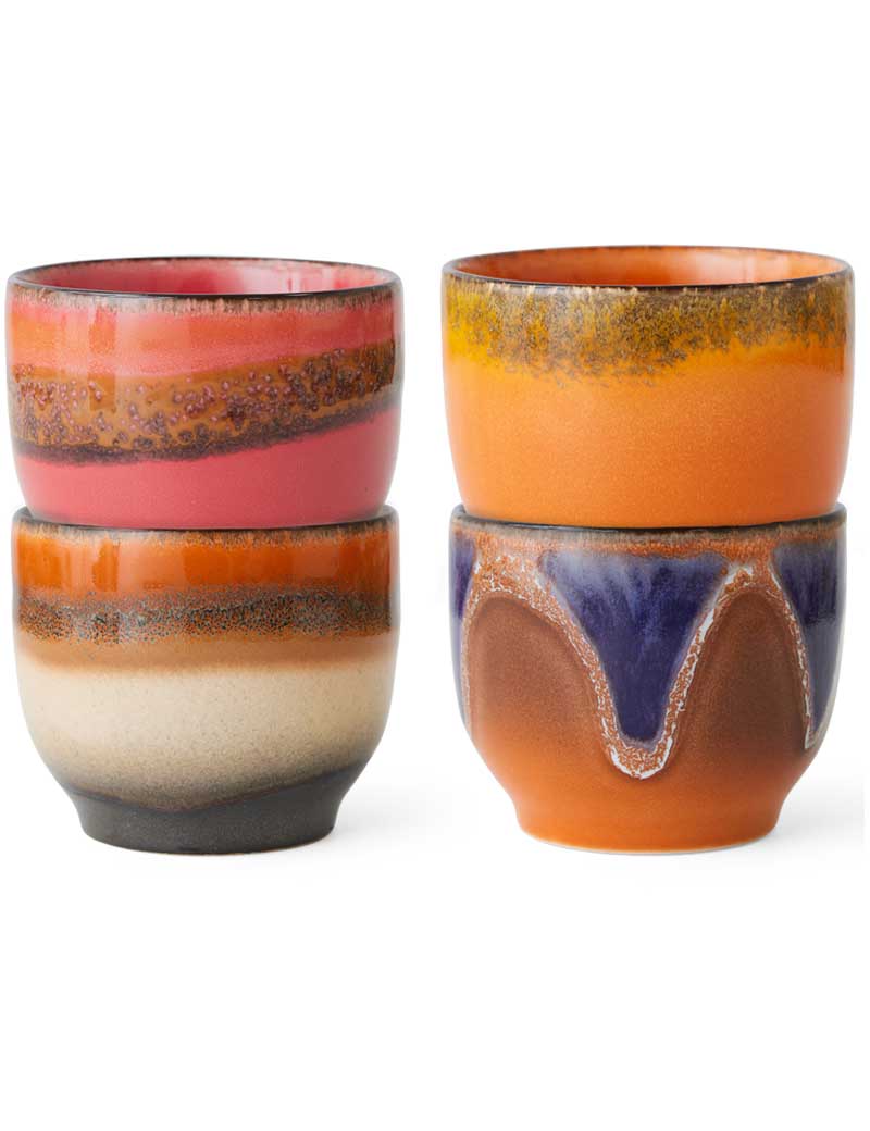 HK Living 70s Ceramics Cafe Cups Java Set Of 4