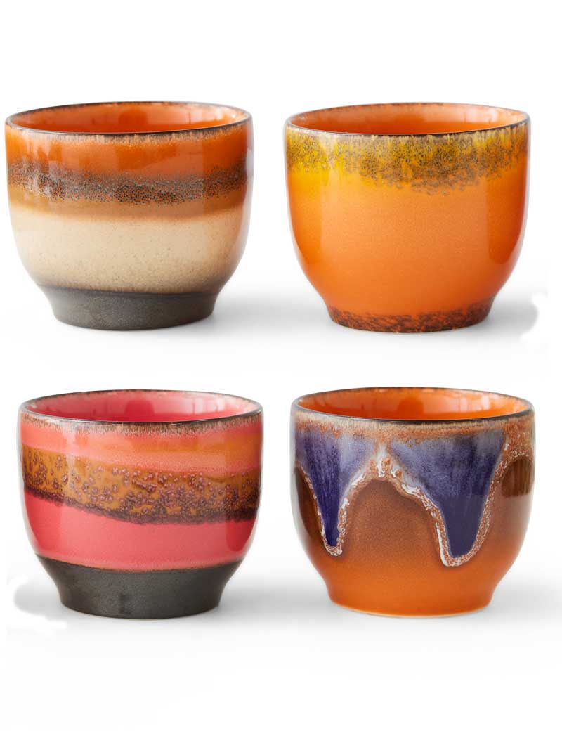 HK Living 70s Ceramics Cafe Cups Java Set Of 4