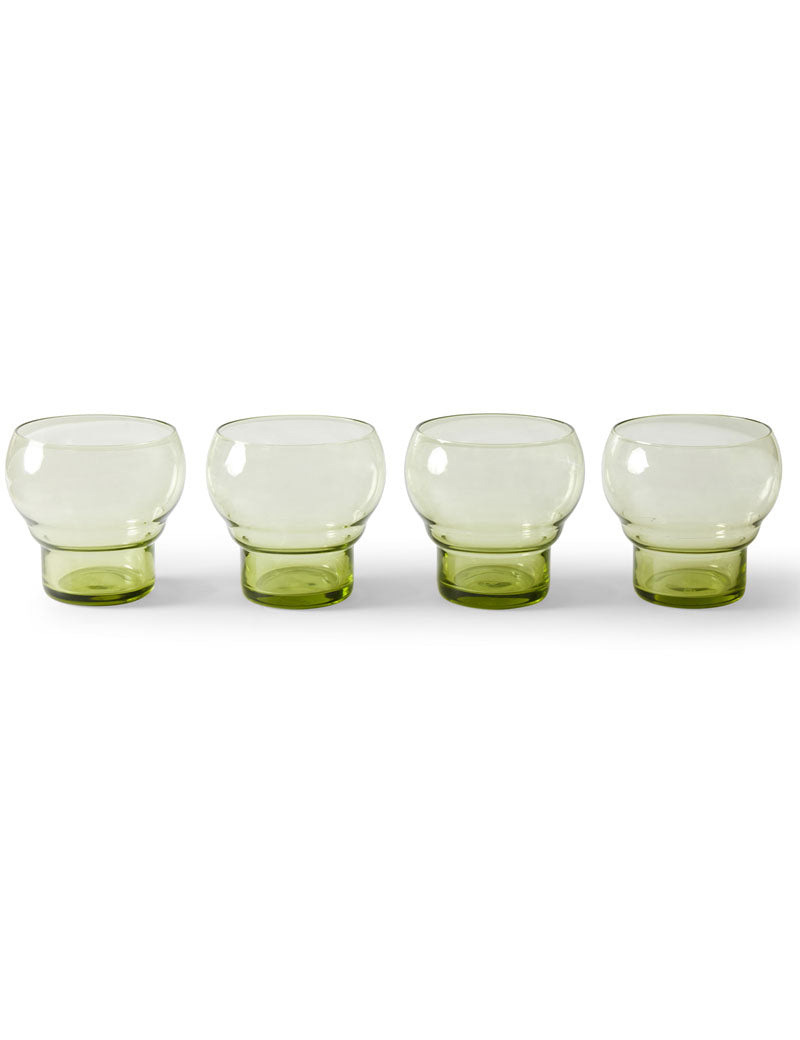 HKliving 70s Glassware Bulb Glasses Mint Green Set Of 4