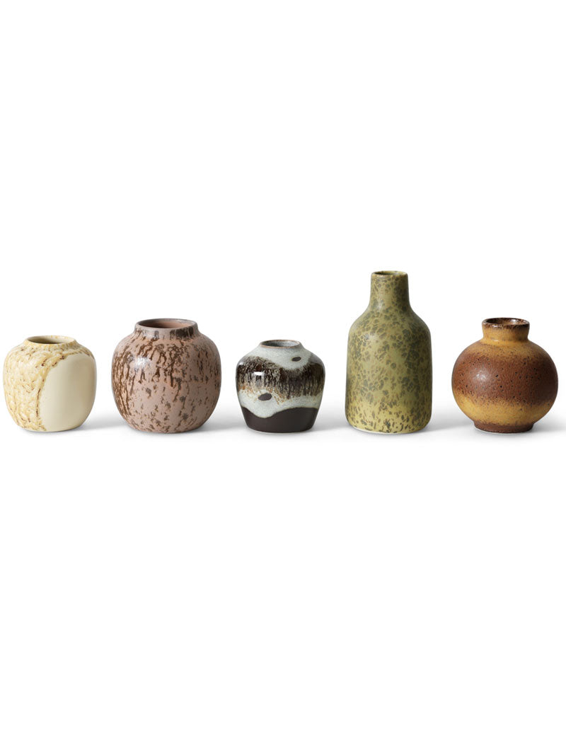 HKliving 70s Ceramics Small Vases Pursuit Set Of 5